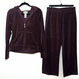 Y2K N.Y.L New York laundry Velvet brown Tracksuit set size M